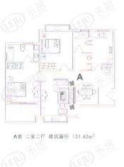 玫瑰购物广场房型: 二房;  面积段: 120 －130 平方米;户型图