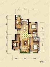 就掌灯就掌灯148平米户型     4室2厅2卫户型图