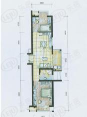 中央花城房型: 二房;  面积段: 82 －107 平方米;
户型图