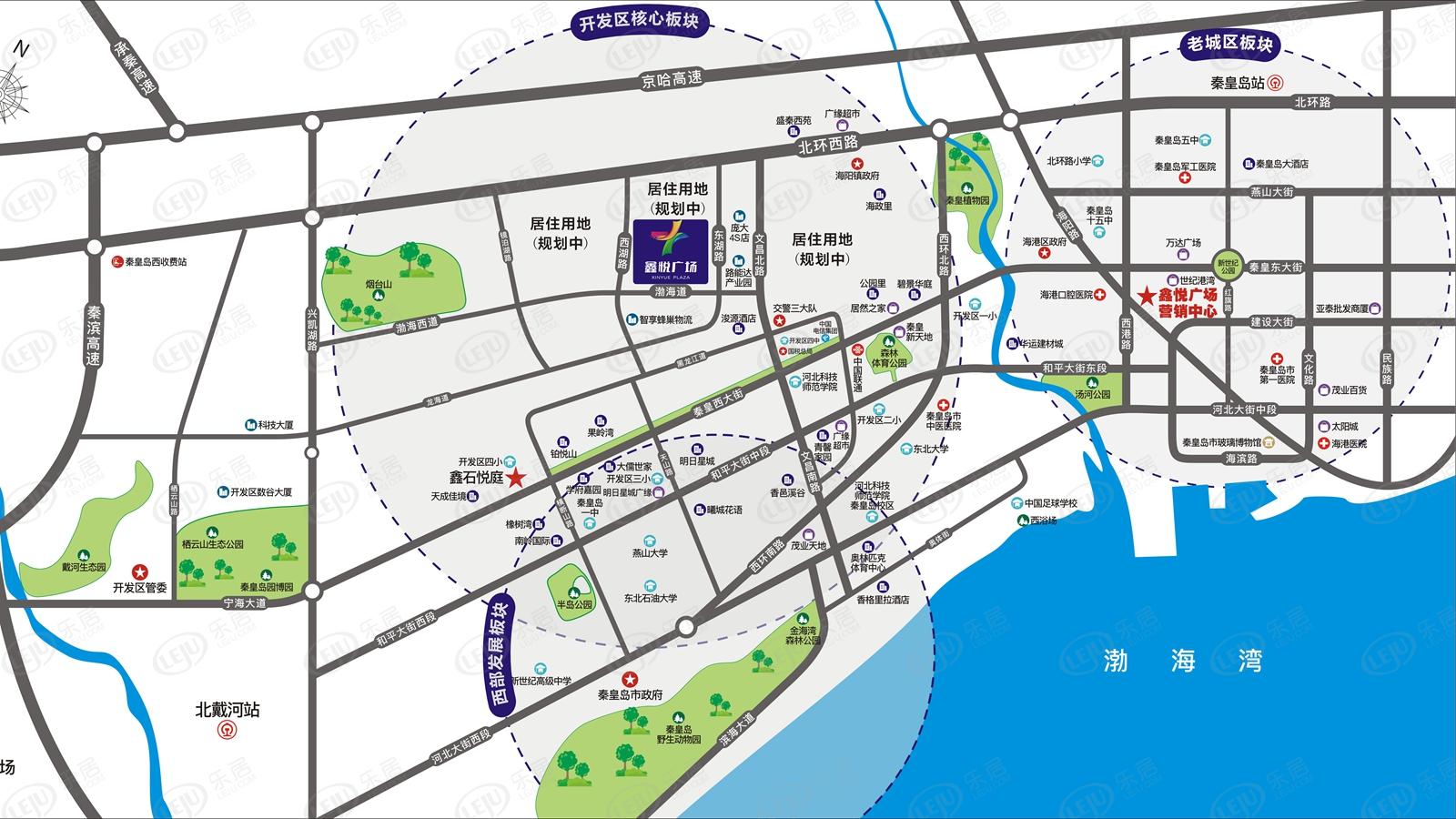 海港鑫悦广场，位于渤海道以北，东湖路以西属于孟营，预估价格在13500/平米左右。