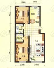 江畔阳光2室2厅2卫户型图