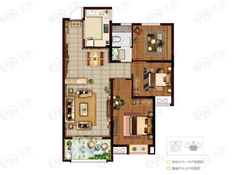 乐泽∙喜樾户型图解密 户型面积106~132㎡ 起价约5100元/㎡