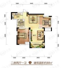 泰山公馆2室2厅1卫户型图