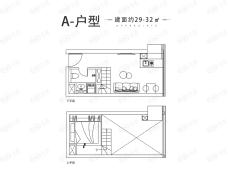 青花東岸1室2厅1卫户型图