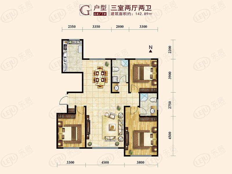 红山悦龙湾 户型建面约109.4~142.89㎡