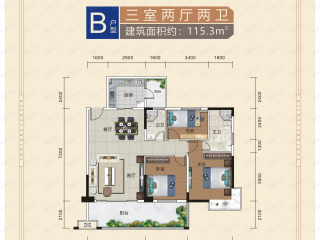 金科·桃李郡B户型户型图