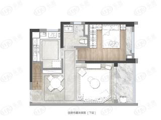 越秀滨海新城110方复式4房户型户型图
