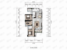 时代中央3室2厅2卫户型图