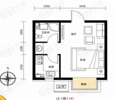 颐和城2.1期阳光橙组团 维生素K 一室一厅一卫户型图