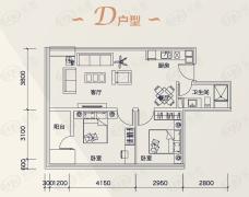 广州绿地中央广场2室2厅1卫户型图