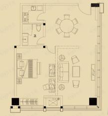 金港首座一期公寓标准层A户型户型图