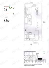 沈阳城开中心1室2厅1卫户型图