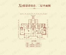 恒大金碧天下X1情景洋房一二层平面图户型图