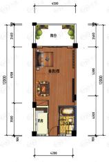 新海岸壹号1室1厅1卫户型图