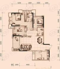东海阿特豪斯6户型 3室2厅2卫 8栋6号房(标准层) 建面116.56平米户型图