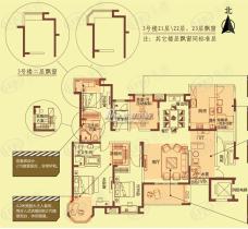 东恒盛国际华府3号楼01、04户型4室2厅3卫1厨户型图