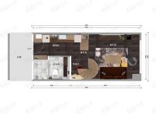 润麒中心R公寓1室1厅1卫户型图