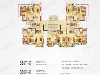 品江一号38#01，02户型户型图