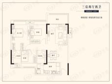 融创溪湾首府95平米三房户型图