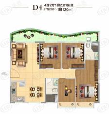 保利大江郡橙果D4户型户型图