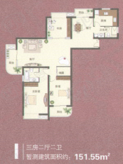 新弘国际公寓房型: 三房;  面积段: 150 －160 平方米;
户型图