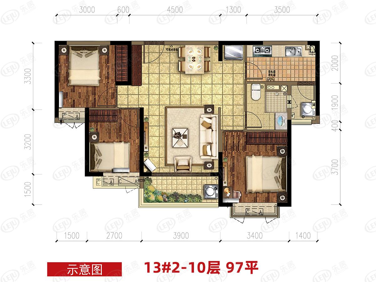 福州恒大悦珑湾户型推荐 户型面积78~131㎡