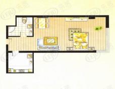 阳光国际公馆1室1厅1卫1厨52.72㎡户型图