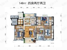 碧桂园香湖湾1号148平四室户型户型图