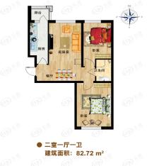 永安城项目二期 建筑面积82.72平米户型图