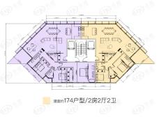 海德壹号2室2厅2卫户型图