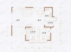 龙翔花园二期房型: 二房;  面积段: 80 －90 平方米;户型图