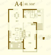 富裕中心A4户型 一室两厅一卫户型图