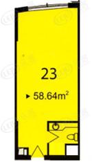 海泰国际公寓海泰国际公寓23户型1室1卫58.64㎡户型图