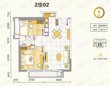 玫瑰铂金公馆2室2厅1卫户型图