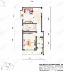 山水阳光城1室1厅1卫户型图