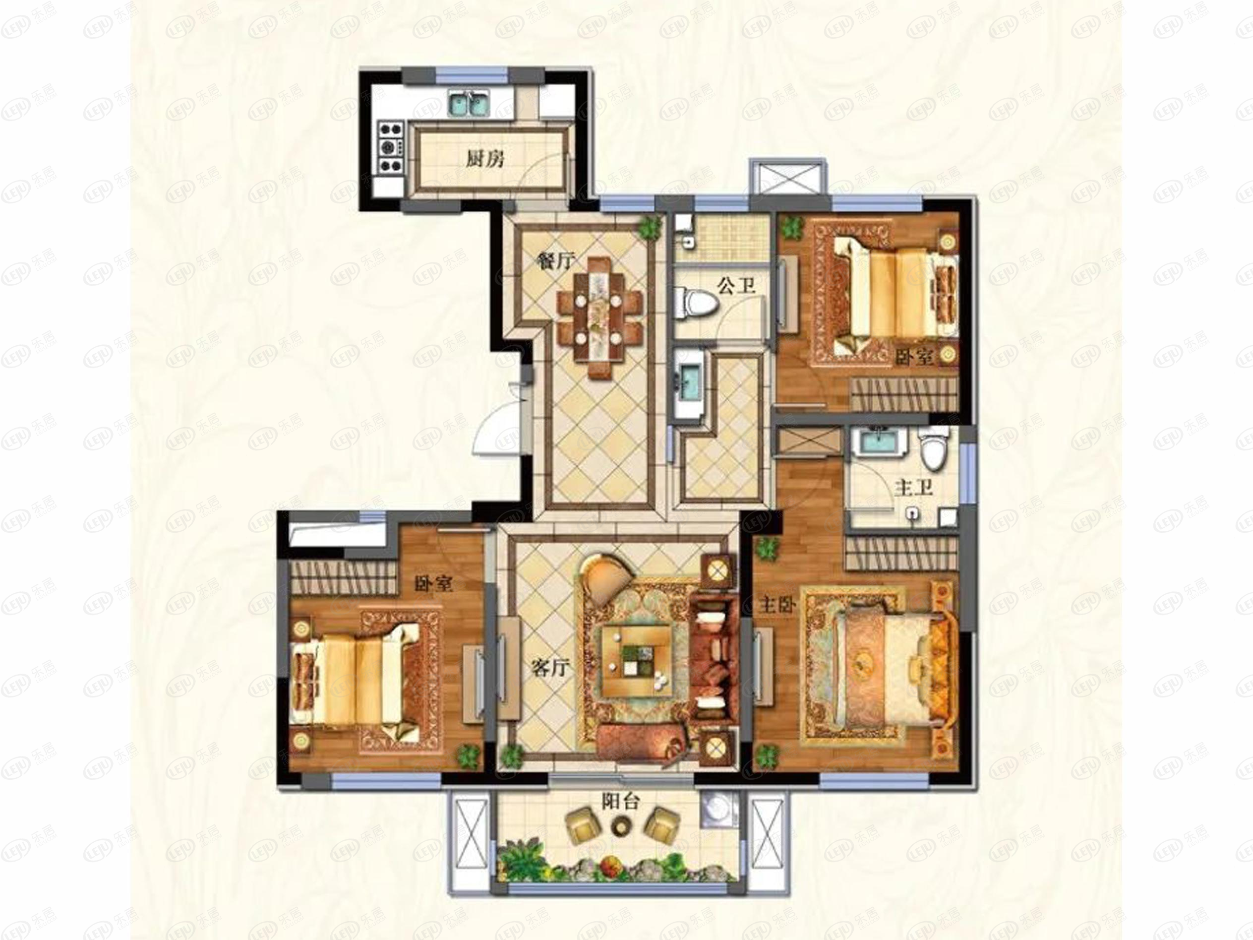 汇鑫华府户型曝光 户型面积118~130㎡ 起价约6000元/㎡