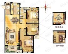 绿地外滩1号3室2厅1卫户型图