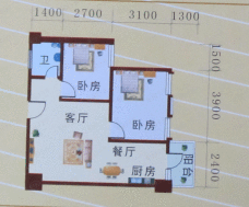 创基花园2室2厅1卫户型图