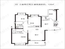 恒大金碧外滩湾U悦3室2厅2卫户型图