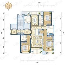 绿城西溪诚园3室2厅3卫户型图