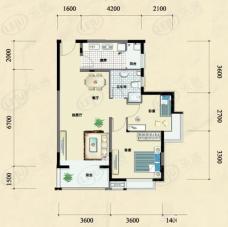 朗钜帕蒂奥二室二厅一卫户型图