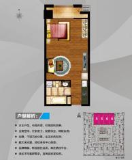 芜湖万达中心精装SOHO J户型一室一厅一卫户型图