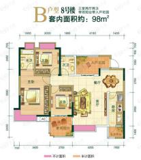 申佳上海时光一期8号楼标准层B户型户型图