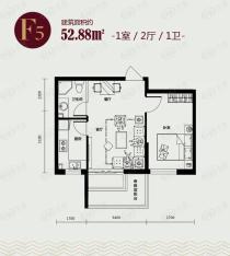 丽都新城三期丽十二公馆1室2厅1卫户型图