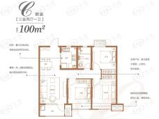 金地·自在城3室2厅1卫户型图