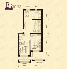 儒林庭枫2室2厅1卫户型图