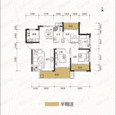 江南华府公寓3室2厅2卫户型图