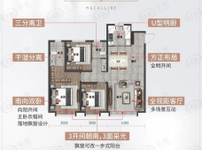 远洋红星天铂3室2厅2卫户型图