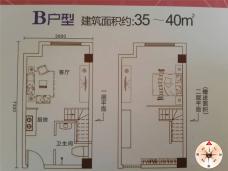 汉北立方城B户型 35-40平米户型图