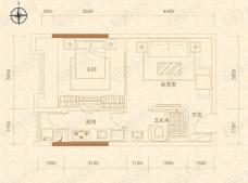 仁恒河滨花园1室1厅1卫户型图